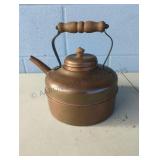 Vintage Brass & Wood Tea Kettle