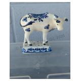 Vintage DELFT BLUE Porcelain Cow Figurine