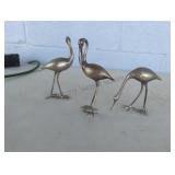 Three Vintage Pewter Pelicans