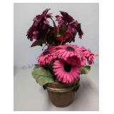 Artificial Flowers in Wood Pot stands
