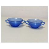 Two Vintage HAZEL ATLAS Cobalt Blue Glass Bowls