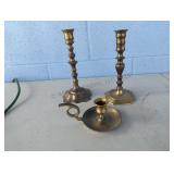 Three Assorted Vintage Brass Candlestick Holders
