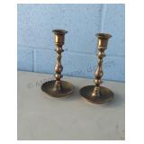 Two Vintage Brass Candlestick Holders