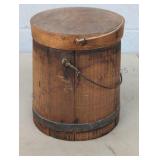 Antique Wood Covered Container w/ Handle