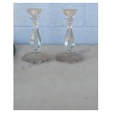 Two Vintage Crystal Candlestick Holders