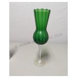 Vintage Empoli Art Green Glass Bid Vase