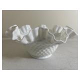 Vintage FENTON  Milk Glass Candy Bowl