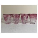 Four Vintage KOSTA BODA swedish Pink Swirl Glasses