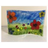 Vintage handmade fused Glass Panel