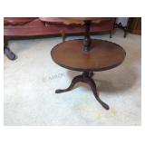 Antique Wood 2  Tier Round End Table