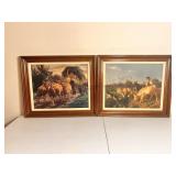 Vintage Two Framed Prints on Canvas.