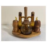Vintage Amber Cruet and Condiment Set