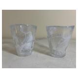 (2) Kosta Boda "Mine" White Swirl Glass Tumblers