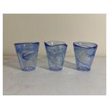 (3) Kosta Boda Mine Blue Tumblers