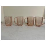 Four Vintage ARCOROC Pink Rosaline Floral Glasses