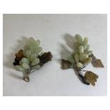Two pairs of vintage Jade green glass grapes.