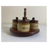 Vintage Lazy Susan Condiment Crocks