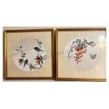 Two Vintage Framed Needlepoint Wall Hangings