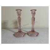 Pair of Fenton Glass Candlestick Holders