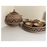 Vintage traditional KAZAKH Wood Soup Set