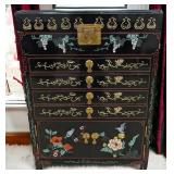 Black Lacquer Chinoiserie Chinese Cabinet,