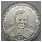 .999 SILVER GOERGE BUSH PRESIDENTIAL $20 COIN