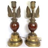 Vintage American Eagle Lamps Cast Metal & Wood,