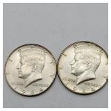 2- 1964 KENNEDY HALF DOLLARS