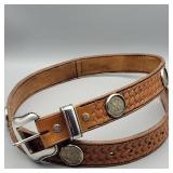 HAND MADE LEATHER COIN 46"  BELT