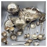 ANTIQUE SILVER PLATE + OTHER PCS OF SILVER PLATE