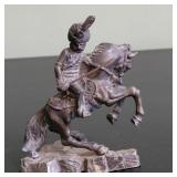 PEWTER HORSE RIDER W SWORD 4.5" TALL 4" WIDE