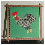 CROSS STITCH ROOSTER WALL HANGER 16" x 16"