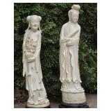 Two Guan Yin Carved Pre-Ban Ivory Figures