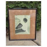 Antique Signed Woodblock Print - Faded