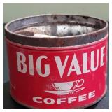 COFFEE TIN FULL OF CHANGE MOSTLY PENNIES COFFEE