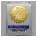 REPRO 1907 INDIAN HEAD GOLD EAGLE LAYERED 24K