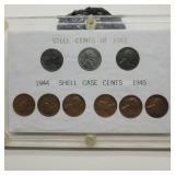 STEEL CENTS 1943,  1944 & 1945 SHELL CASE CENTS
