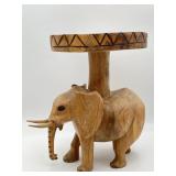 Hand Carved Wood Elephant Table