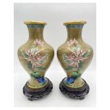 Pair of Mirror Image 8 inch Chinese Cloisonnï¿½