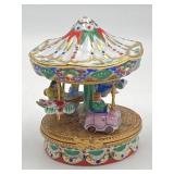 Limoges France Hand Painted Carousel Trinket Box