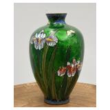 Japanese Cloisonnï¿½ And Enamel Iris Vase