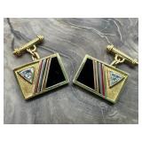 18K Gold & About 1/2 Carat Diamond Cufflinks