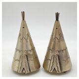 Sterling Silver TeePee Salt & Pepper Shakers