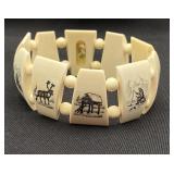 Alaska Scrimshaw Walrus Tusk Bracelet Eskimo