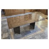 Marble Slab Table  w/ Ammonite & Crinoid Fossils