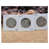 2- Silver Franklin & 1918 S Walking Liberty Halves