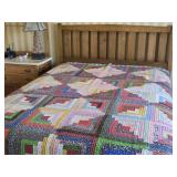 Vintage Hand Made Log Cabin Quilt 76 x 88