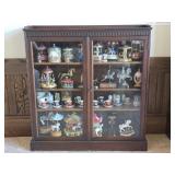 Vintage Glass Door Mahogany Bookshelf Cabinet