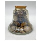 Glass LIberty Bell Bank Full of Bicentennial