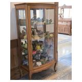 Antique Oak Display Cabinet w/ Cabriole Legs